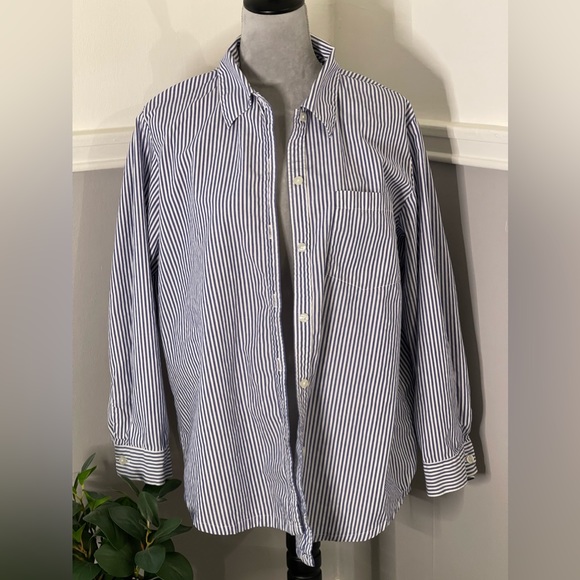 🔵5 For $15🔵 Mizit Blue & White Stripe Button Down - Picture 2 of 7